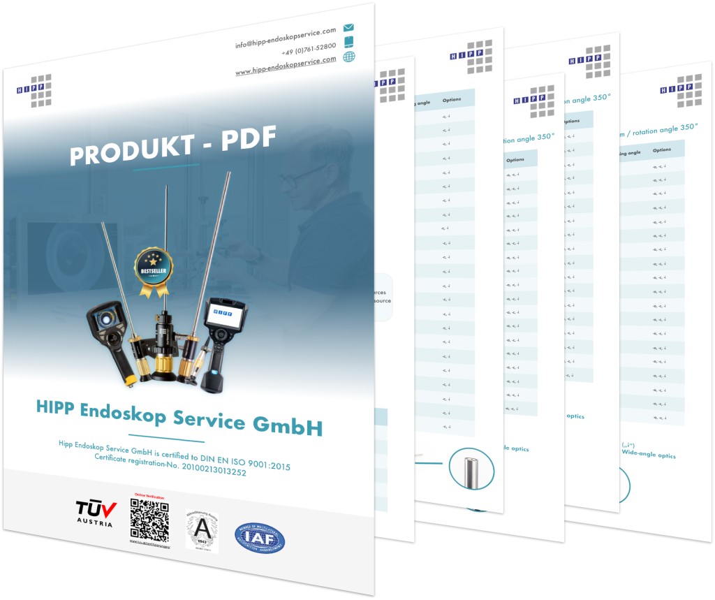 Produkt-PDF der HIPP Endoskop Service GmbH mit Datenblättern